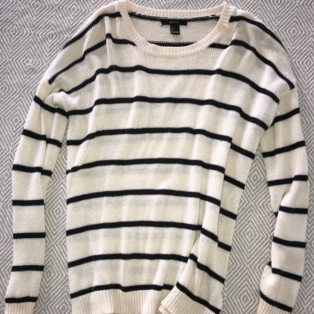 Black and cream striped sweater